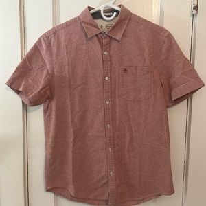Penguin button down short sleeve shirt, size medium